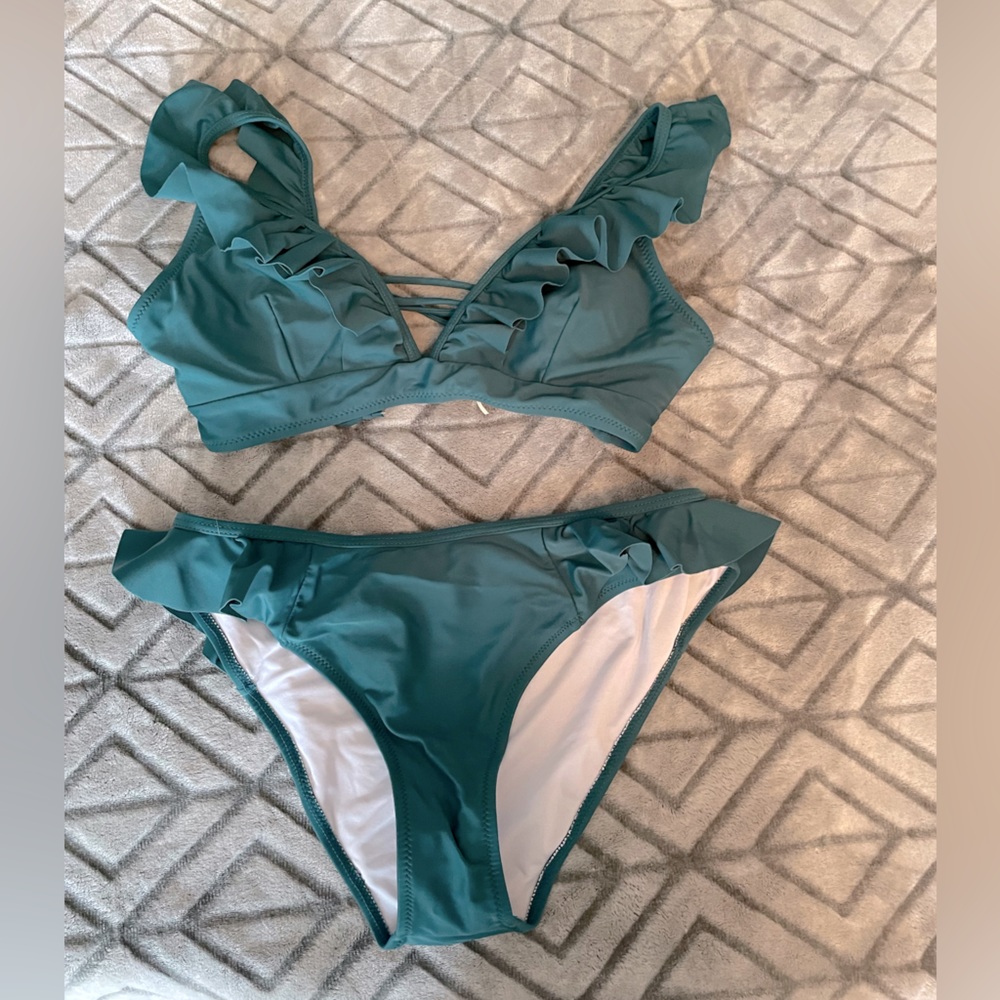 Green Ruffle Two-Piece